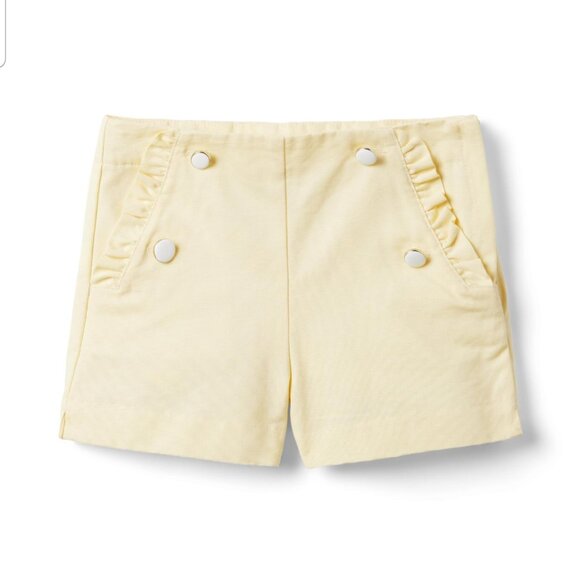 NWT Janie and Jack Ruffle yellow sailor Shorts pearl buttons pockets Size 10 C10 - Picture 2 of 6